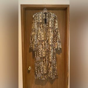 Kendall & Kylie Snake Print Swim Coverup in Brown and Cream NWT